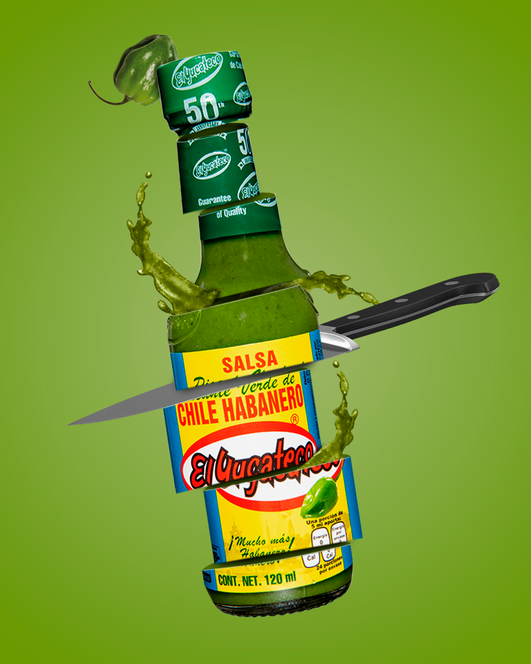 Salsa de Habanero verde, El Yucateco, 120 ml